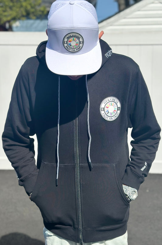Premium Embroidered Fuck Cancer, Fight the Fight Zipper Hoodie