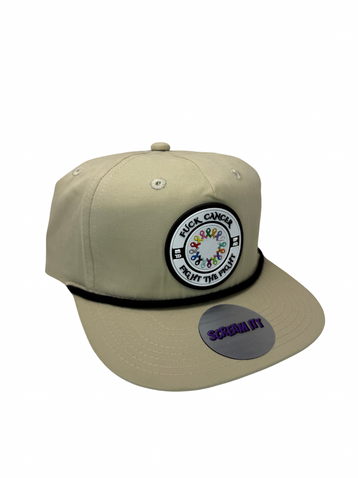 Fuck Cancer, Fight the Fight Retro Rope Hat - Select for more color options