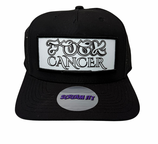 Fuck Cancer Perforated Adjustable Snapback - Black