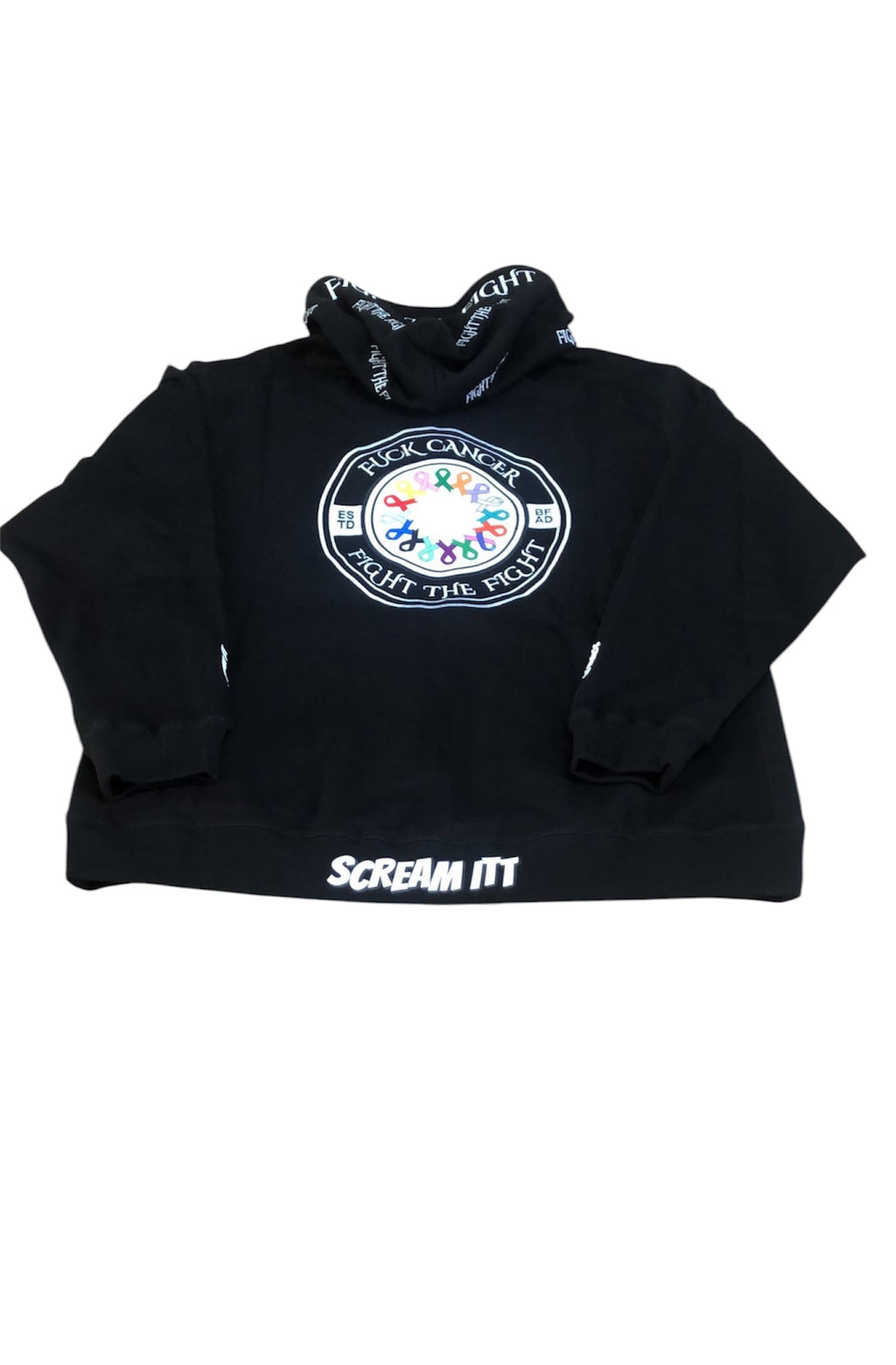 Premium Embroidered Fuck Cancer, Fight the Fight Zipper Hoodie