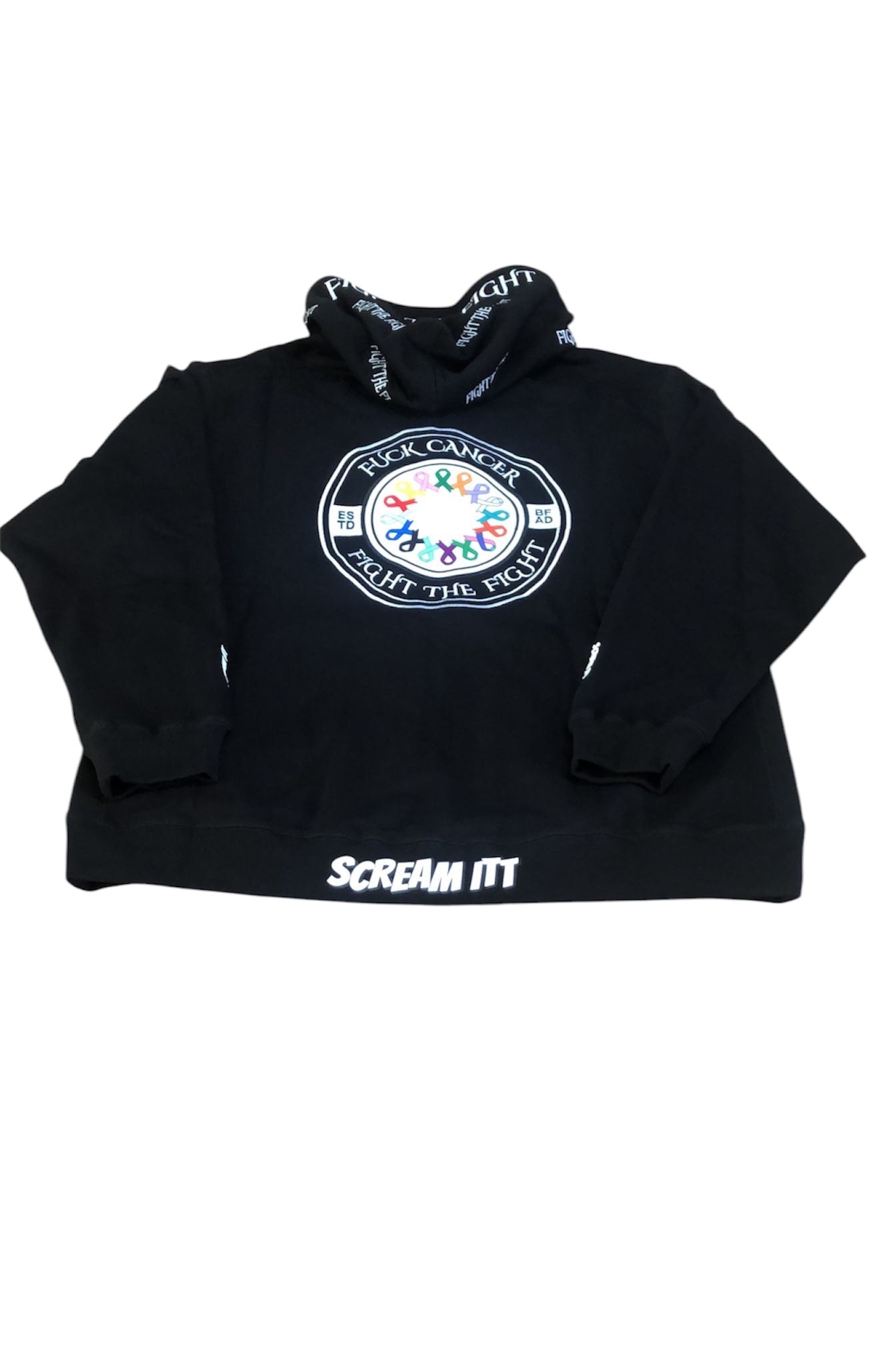 Premium Embroidered Fuck Cancer, Fight the Fight Zipper Hoodie