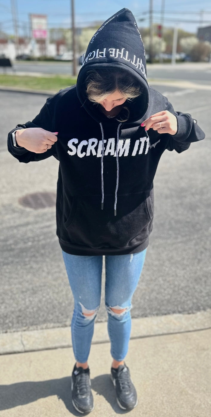 Premium Embroidered & Chenille Scream Itt | Fuck Cancer, Fight the Fight Pullover Hoodie