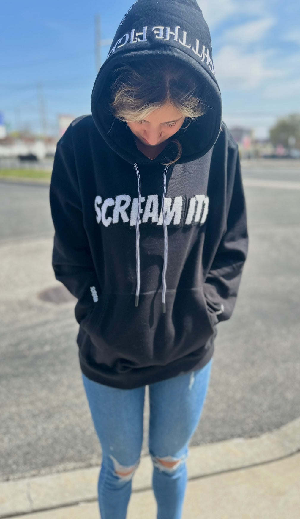 Premium Embroidered & Chenille Scream Itt | Fuck Cancer, Fight the Fight Pullover Hoodie