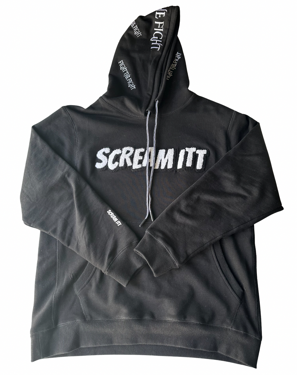 Premium Embroidered & Chenille Scream Itt | Fuck Cancer, Fight the Fight Pullover Hoodie