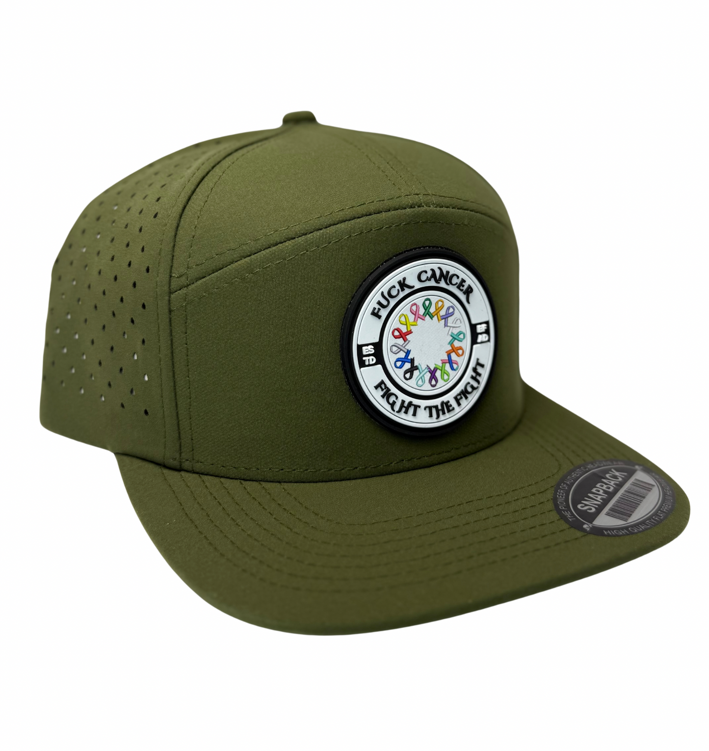 Fuck Cancer, Fight the Fight Adjustable Perforated Tear-Shaped Vents Snapback Hats - Select for more color options