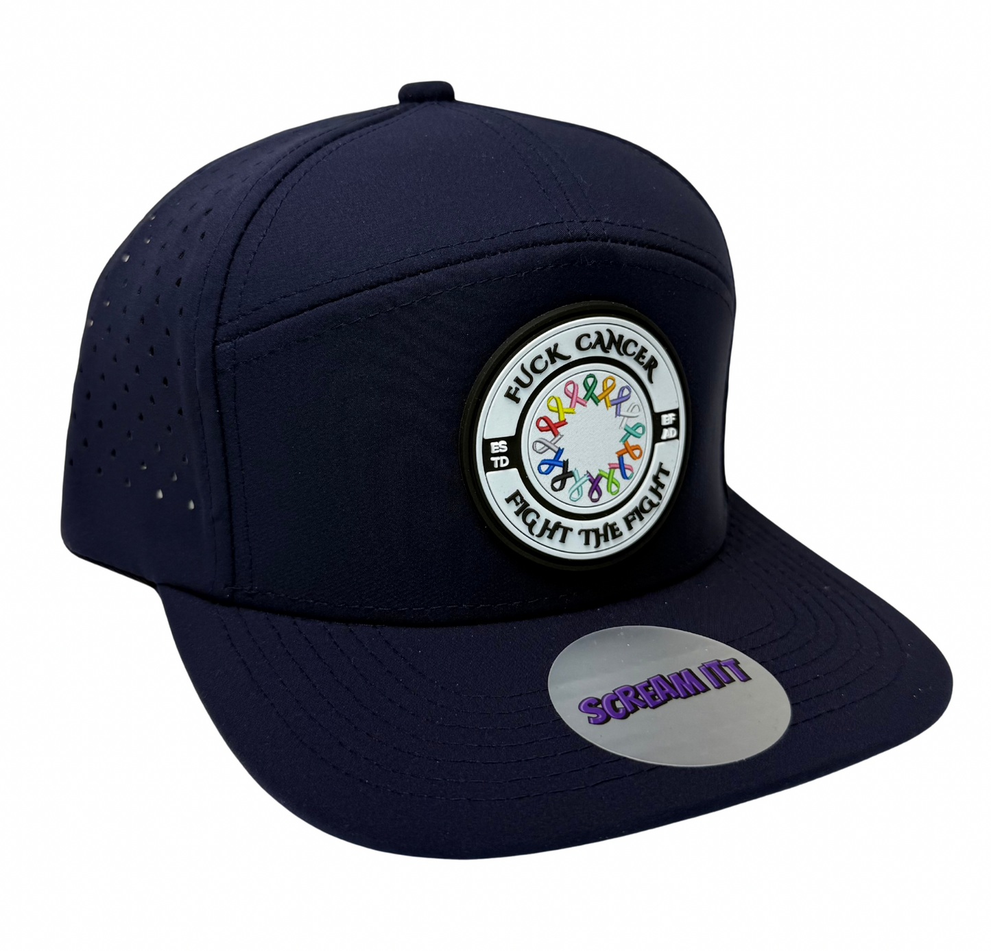 Fuck Cancer, Fight the Fight Adjustable Perforated Tear-Shaped Vents Snapback Hats - Select for more color options