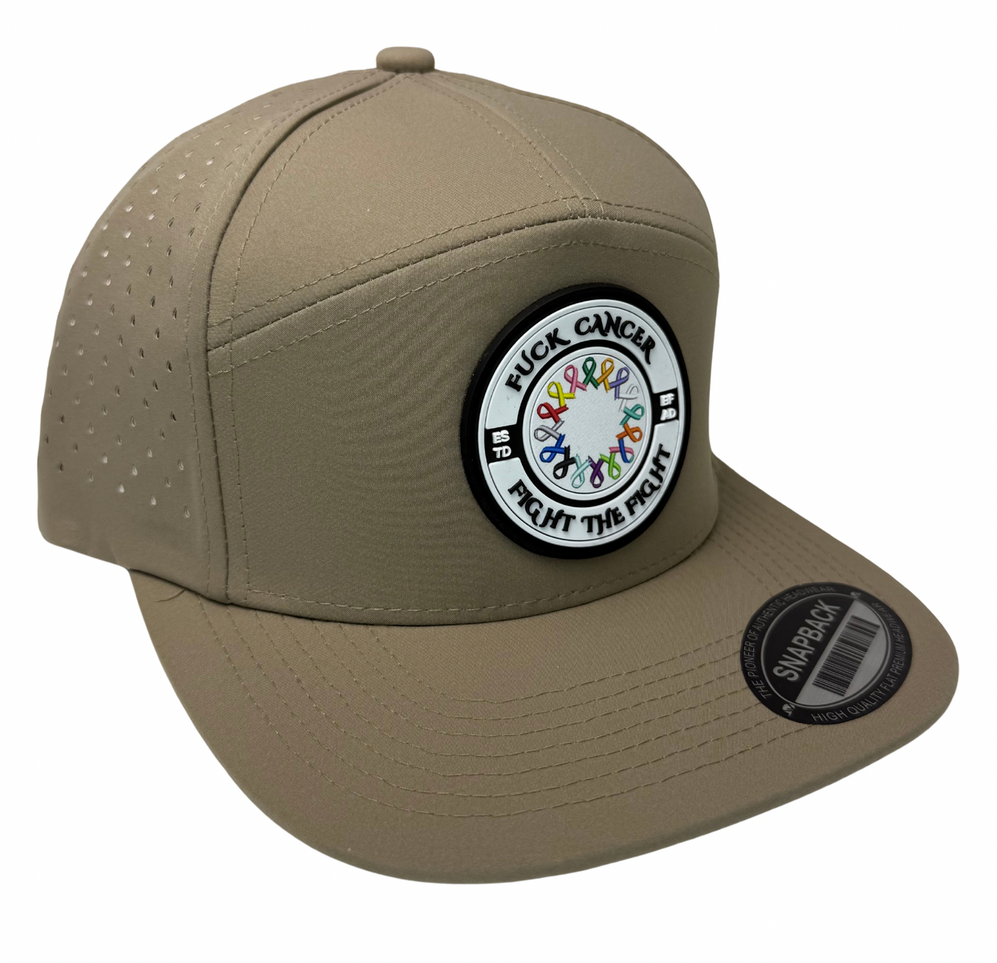 Fuck Cancer, Fight the Fight Adjustable Perforated Tear-Shaped Vents Snapback Hats - Select for more color options