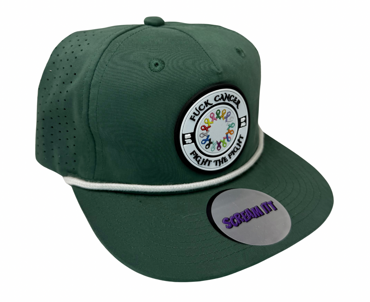 Fuck Cancer, Fight the Fight Perforated Retro Rope Hat - Select for more color options