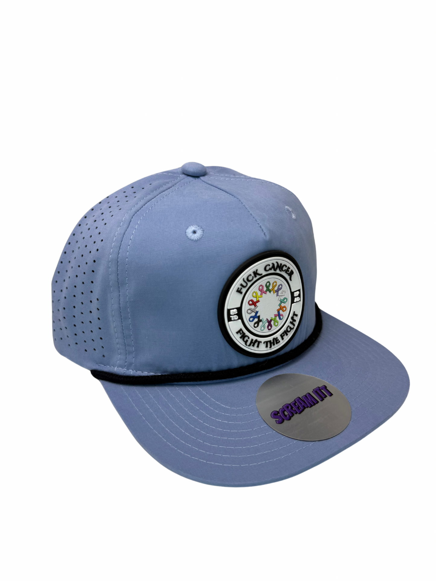 Fuck Cancer, Fight the Fight Perforated Retro Rope Hat - Select for more color options