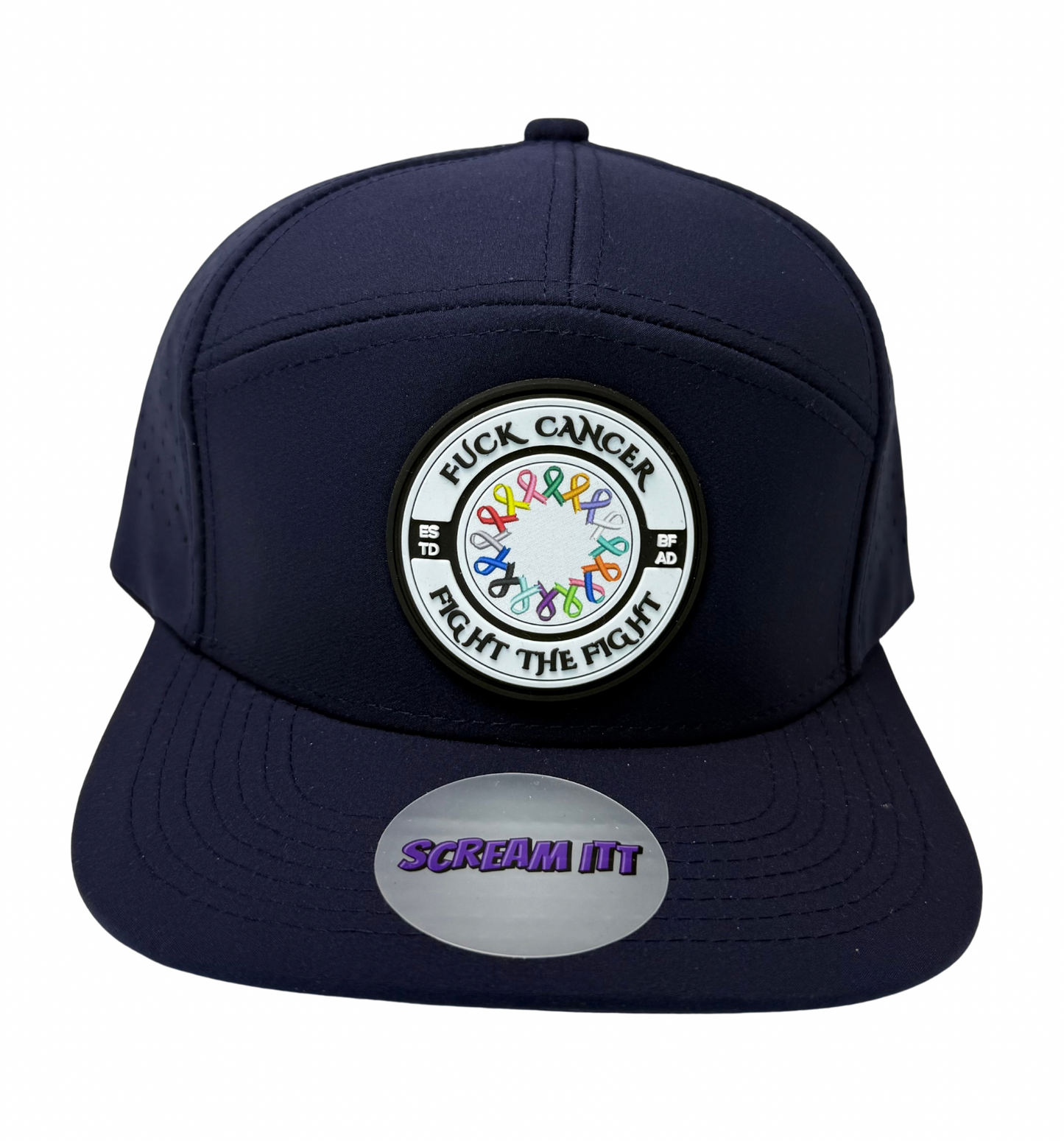 Fuck Cancer, Fight the Fight Adjustable Perforated Tear-Shaped Vents Snapback Hats - Select for more color options