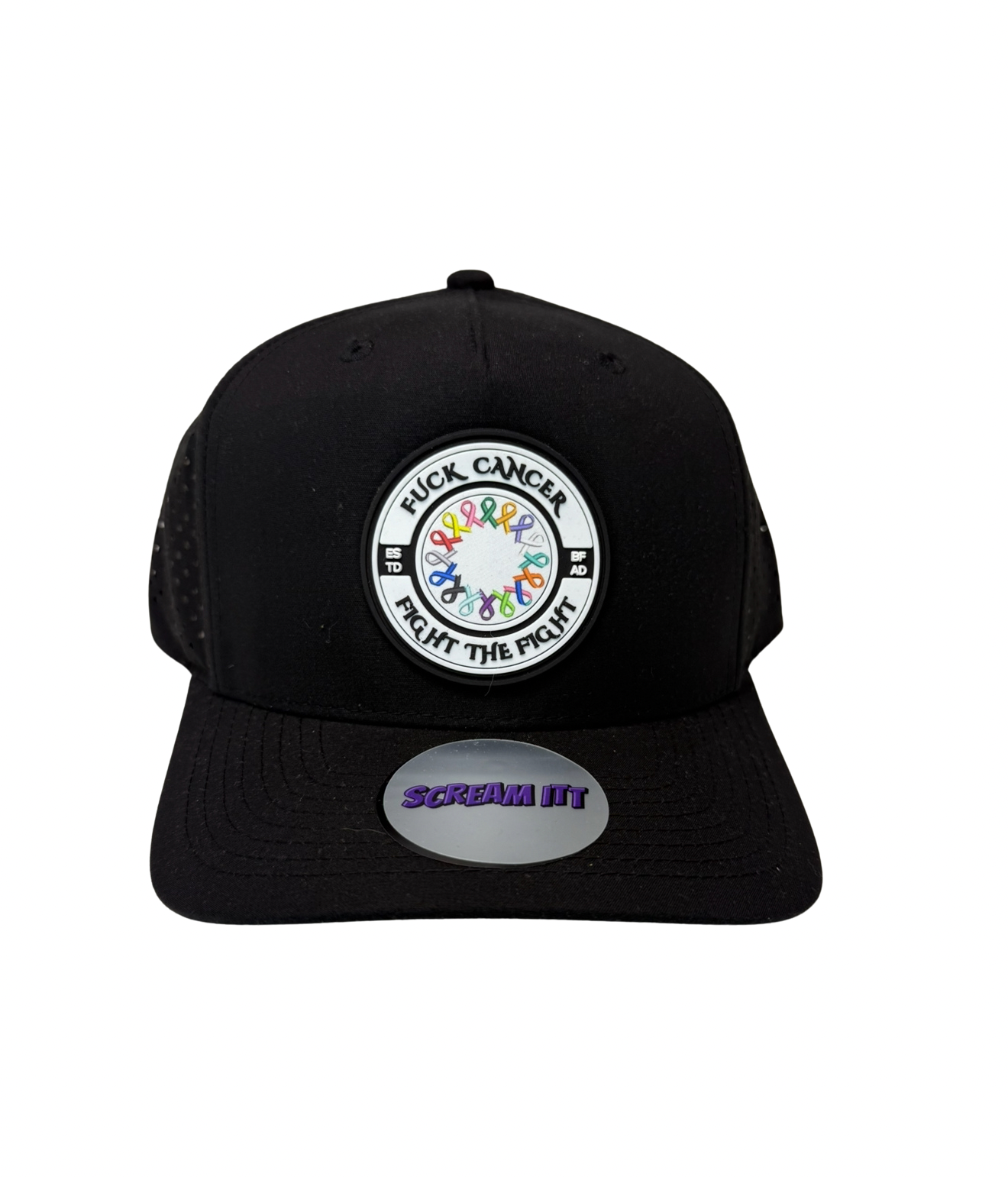 Fuck Cancer, Fight the Fight Perforated Adjustable Hat - Select for more color options