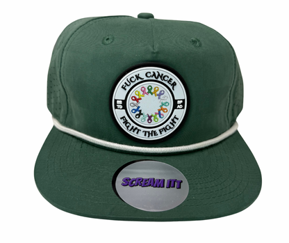 Fuck Cancer, Fight the Fight Perforated Retro Rope Hat - Select for more color options