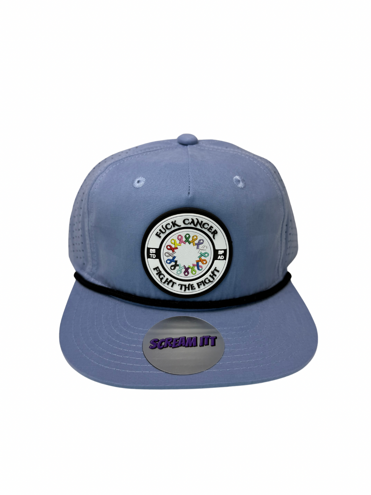Fuck Cancer, Fight the Fight Perforated Retro Rope Hat - Select for more color options