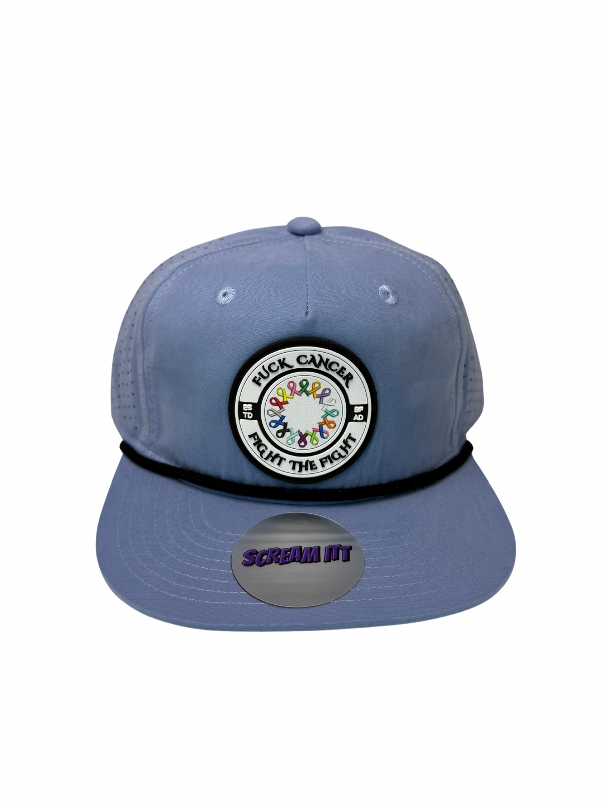 Fuck Cancer, Fight the Fight Perforated Retro Rope Hat - Select for more color options