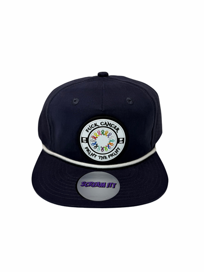 Fuck Cancer, Fight the Fight Perforated Retro Rope Hat - Select for more color options