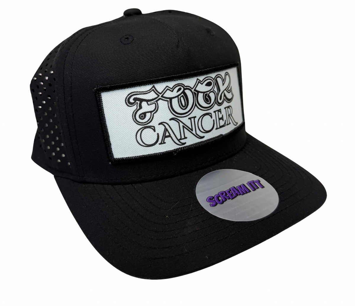 Fuck Cancer Perforated Adjustable Snapback - Black