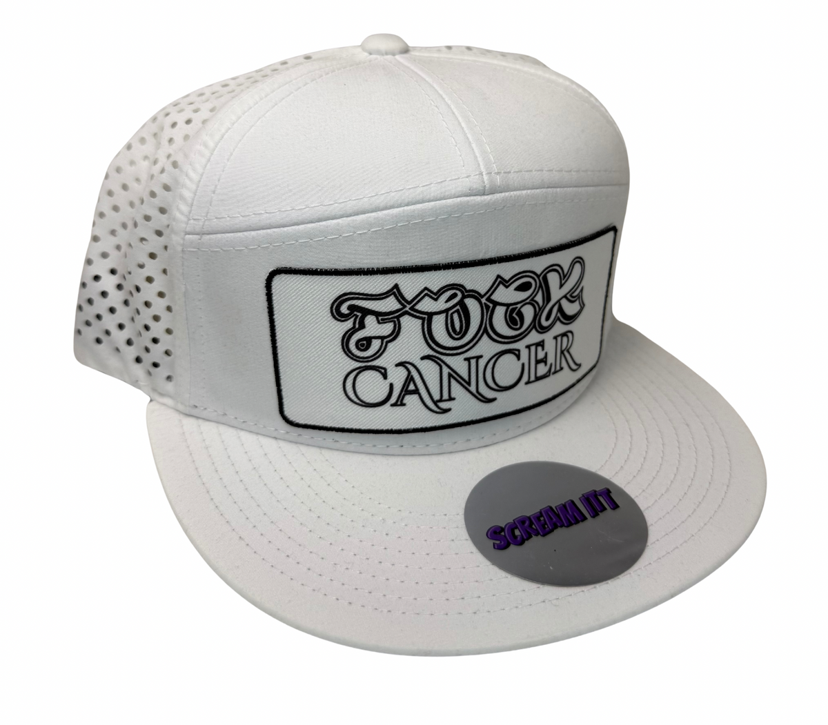 Fuck Cancer Perforated Adjustable Snapback - Black