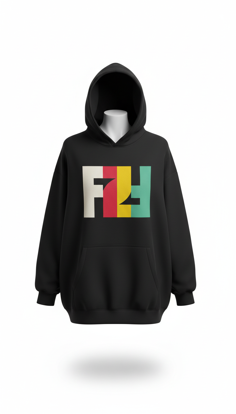 Oversized eclipse black hoodie with chest typography